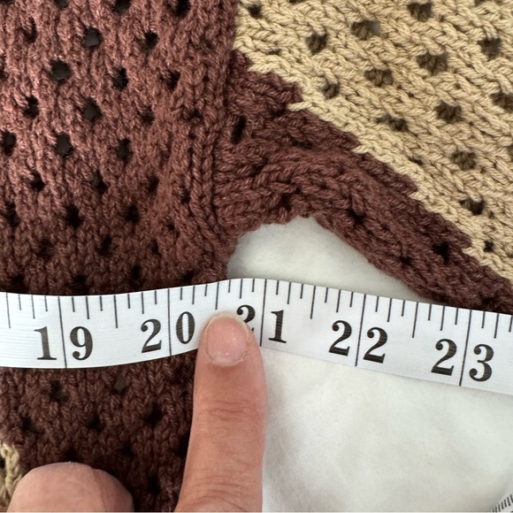 NWT Steve Madden women’s Marnie sweater crochet button front Top Brown/Tan Small - Picture 6 of 8